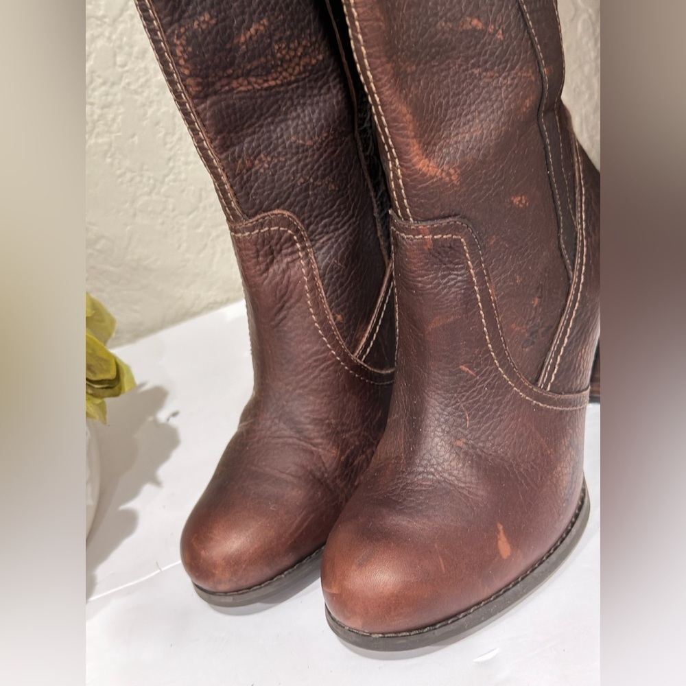 Timberland Women's 11" Rudston Platform Boots Sz 7.5 Block Heel Brown Leather - Picture 13 of 17